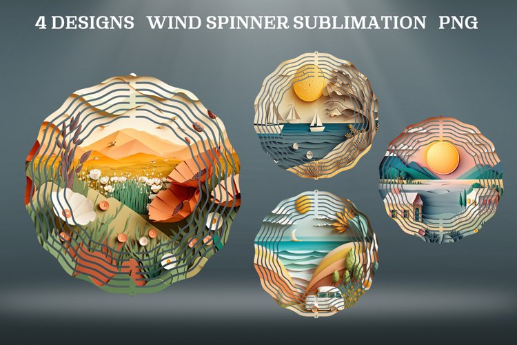 3D Papercat Wind Spinner Sublimation PNG| Summer Wind Spinne example image 1