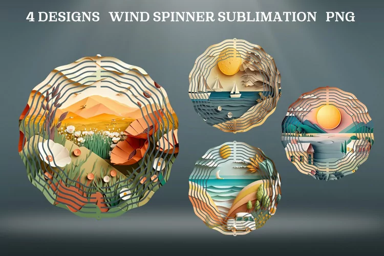3D Papercat Wind Spinner Sublimation PNG| Summer Wind Spinne