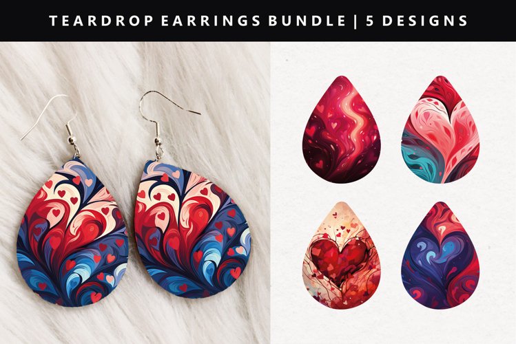 Valentine Teardrop Earring Sublimation PNG Design