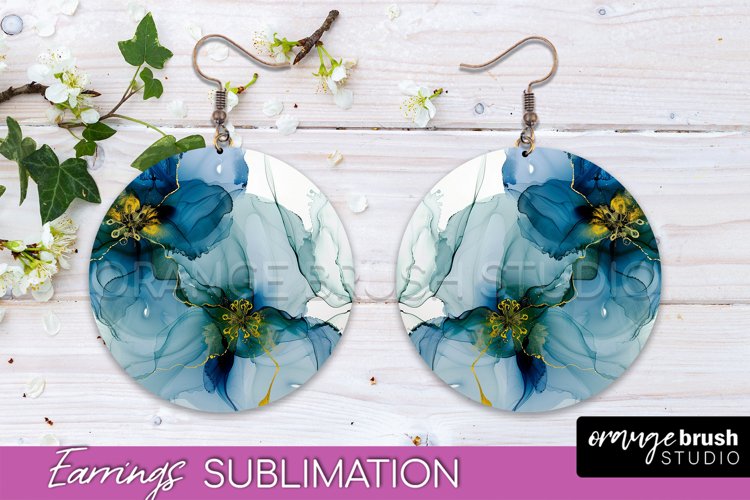 Marble Texture Round Earring Sublimation, Abstract Earrings