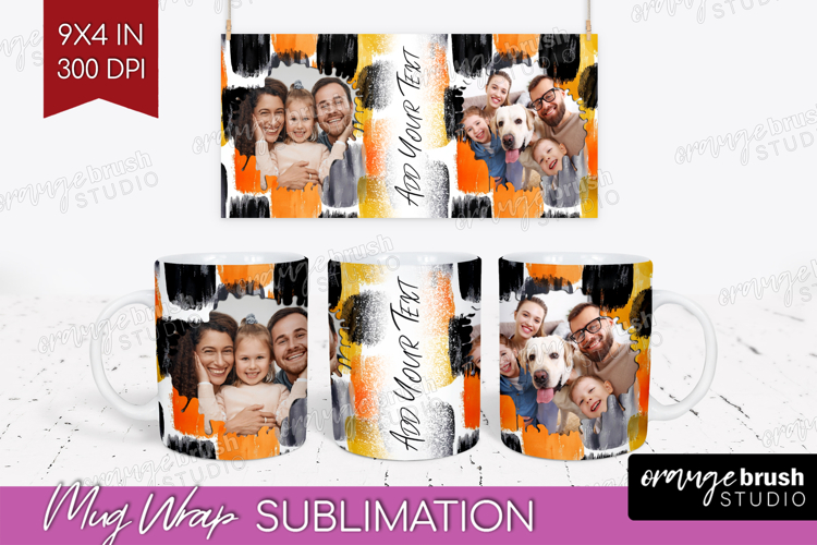 Halloween Photo Mug Wrap PNG - Brush Stroke Picture Frame