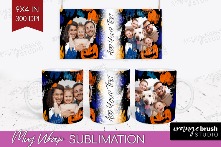 Halloween Photo Mug Wrap PNG - Brush Stroke Picture Frame