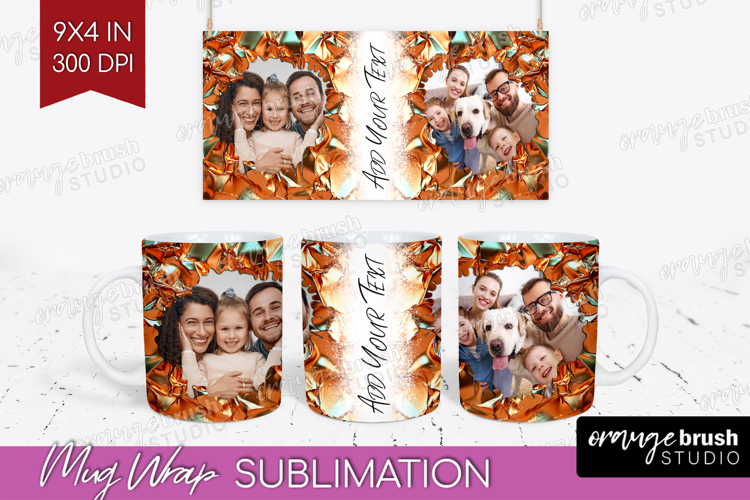 Rose Gold Photo Mug Wrap PNG - Abstract Picture Frame Mug