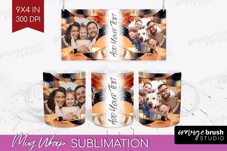 Rose Gold Photo Mug Wrap PNG - Abstract Picture Frame Mug