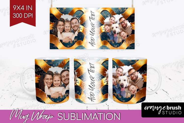 Rose Gold Photo Mug Wrap PNG - Abstract Picture Frame Mug
