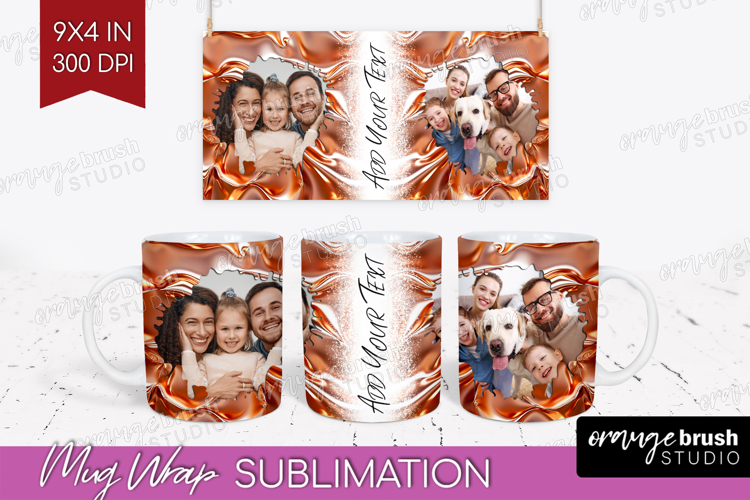 Rose Gold Photo Mug Wrap PNG - Abstract Picture Frame Mug