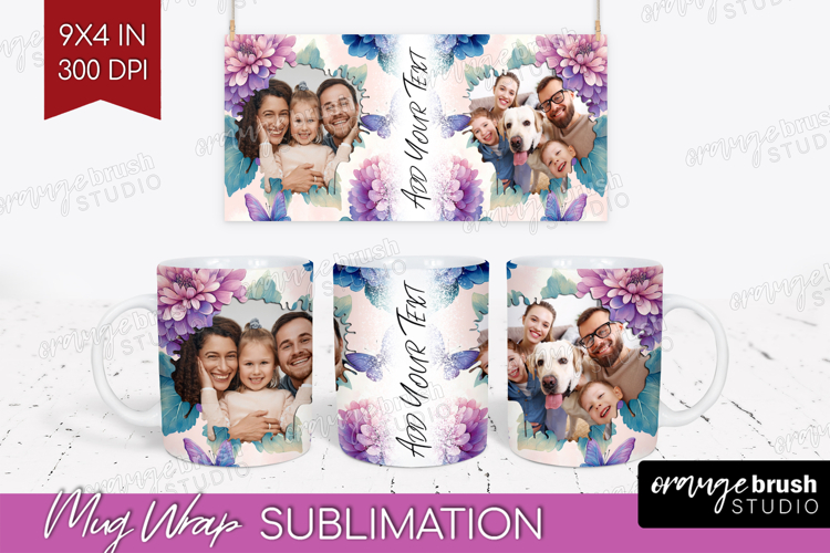 Floral Photo Mug Wrap PNG - Sping Flowers Picture Frame Mug