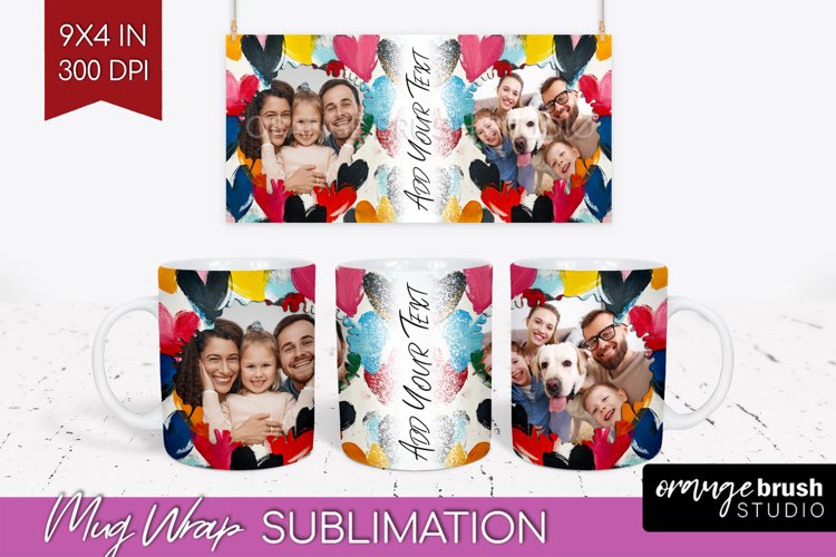 Valentines Day Photo Mug Wrap PNG - Heart Picture Frame Mug