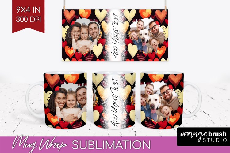 Valentines Day Photo Mug Wrap PNG - Heart Picture Frame Mug