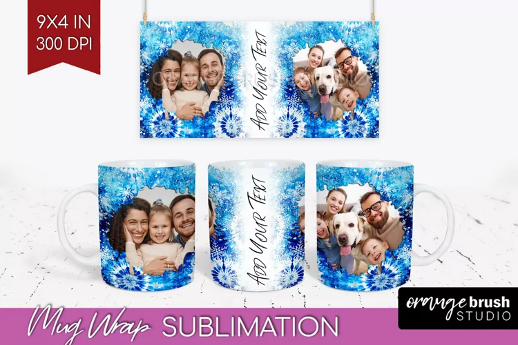 Winter Photo Frame Mug Wrap - Tie Dye Mug Sublimation