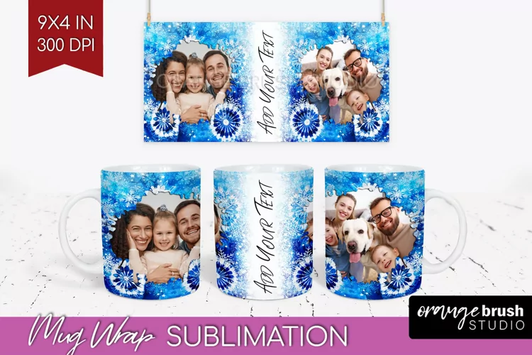 Winter Photo Frame Mug Wrap - Tie Dye Mug Sublimation