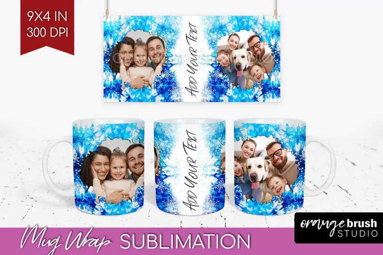 Winter Photo Frame Mug Wrap - Tie Dye Mug Sublimation