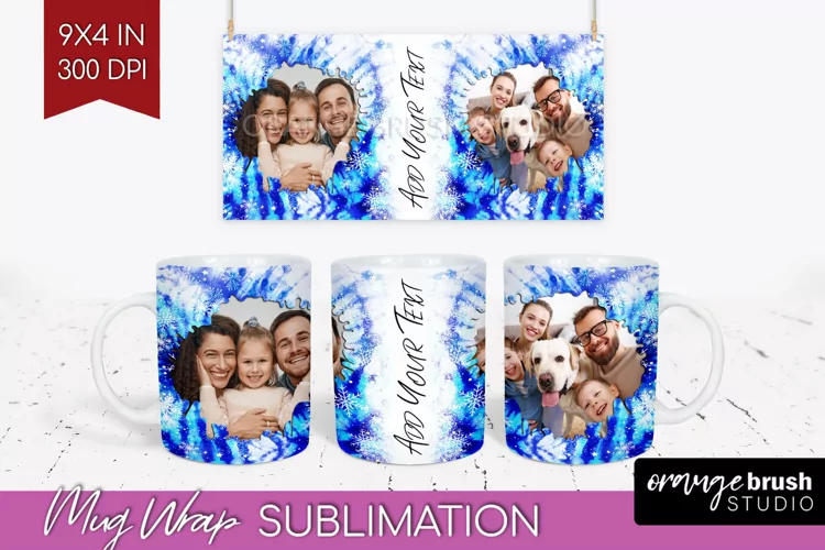 Winter Photo Frame Mug Wrap - Tie Dye Mug Sublimation