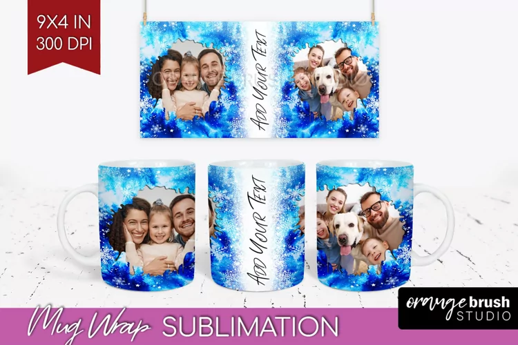 Winter Photo Frame Mug Wrap - Tie Dye Mug Sublimation