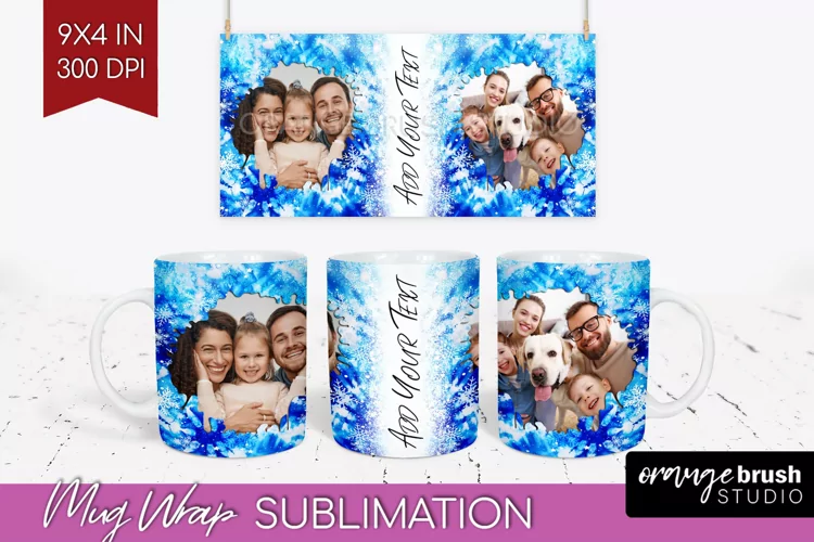 Winter Photo Frame Mug Wrap - Tie Dye Mug Sublimation
