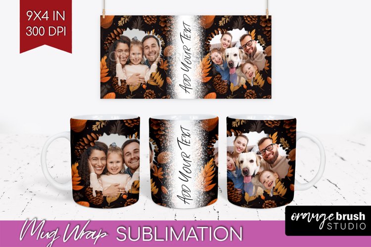 Fall Photo Frame Mug Wrap - Autumn Mug Sublimation example image 1