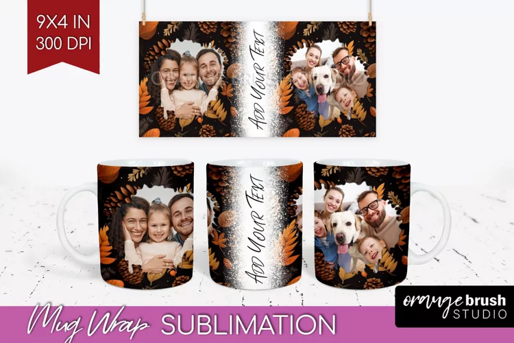 Fall Photo Frame Mug Wrap - Autumn Mug Sublimation