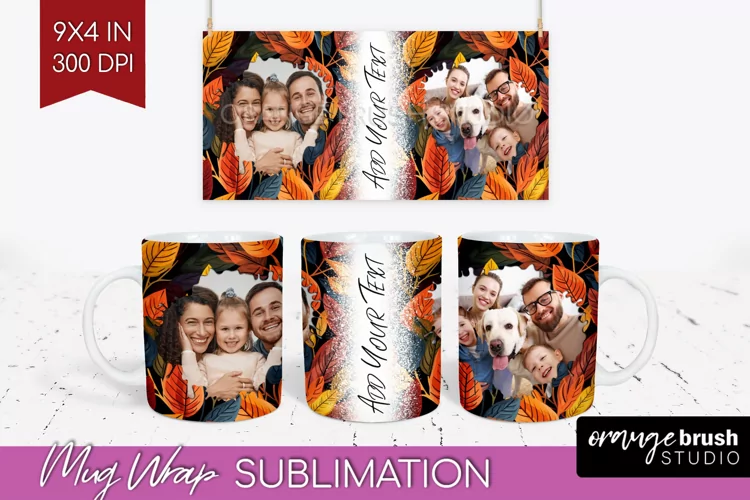 Fall Photo Frame Mug Wrap - Autumn Mug Sublimation