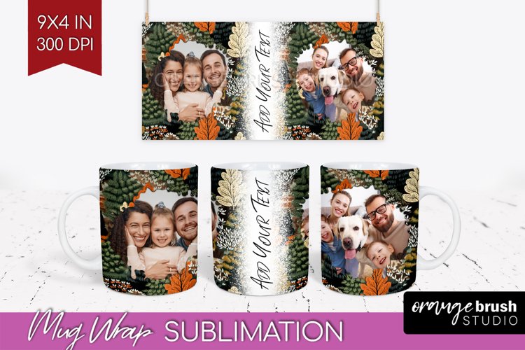 Fall Photo Frame Mug Wrap - Autumn Mug Sublimation example image 1