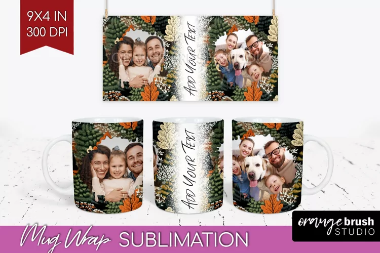 Fall Photo Frame Mug Wrap - Autumn Mug Sublimation
