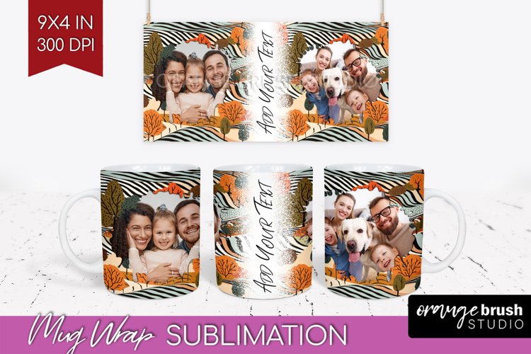 Fall Photo Frame Mug Wrap - Autumn Mug Sublimation example image 1