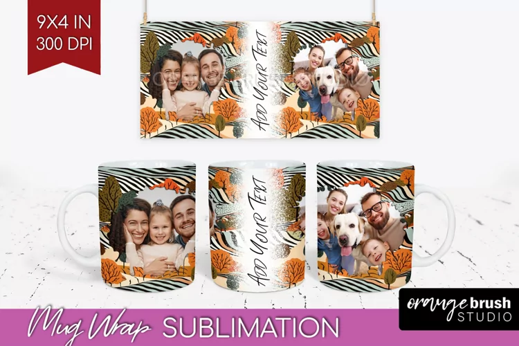Fall Photo Frame Mug Wrap - Autumn Mug Sublimation