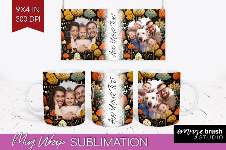 Fall Photo Frame Mug Wrap - Autumn Mug Sublimation example image 1