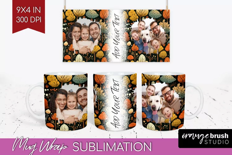 Fall Photo Frame Mug Wrap - Autumn Mug Sublimation