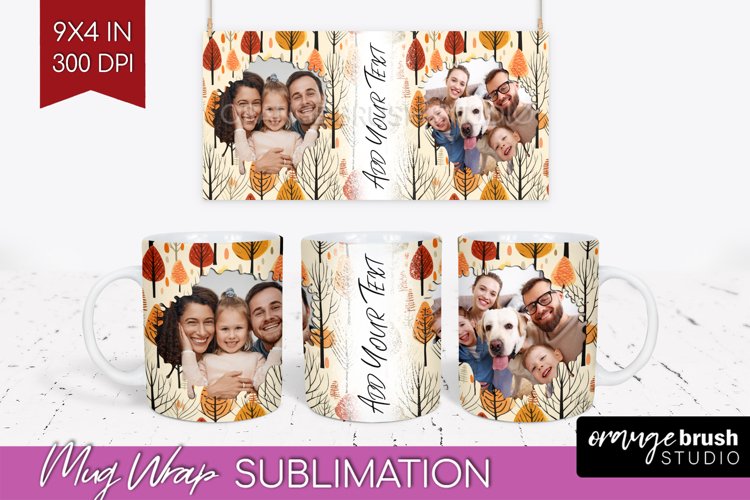 Fall Photo Frame Mug Wrap - Autumn Mug Sublimation example image 1