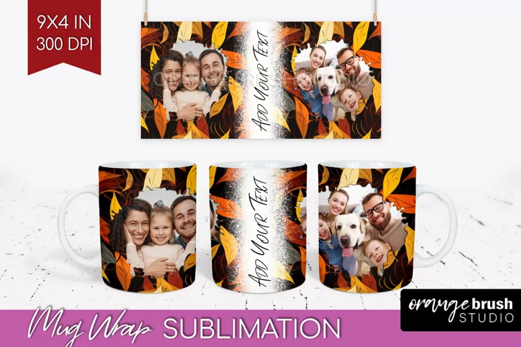 Fall Photo Frame Mug Wrap - Autumn Mug Sublimation