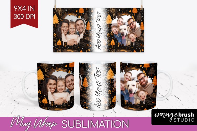 Fall Photo Frame Mug Wrap - Autumn Mug Sublimation example image 1