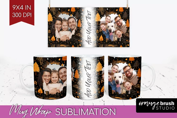 Fall Photo Frame Mug Wrap - Autumn Mug Sublimation