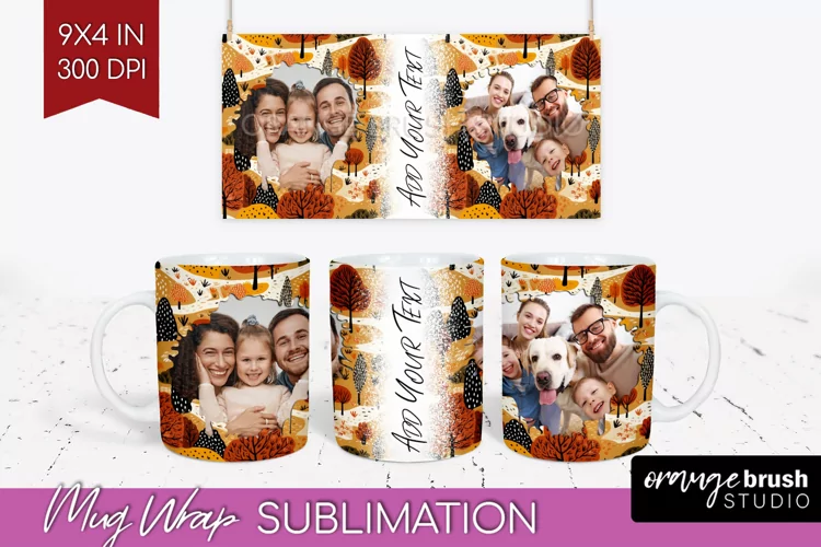 Fall Photo Frame Mug Wrap - Autumn Mug Sublimation