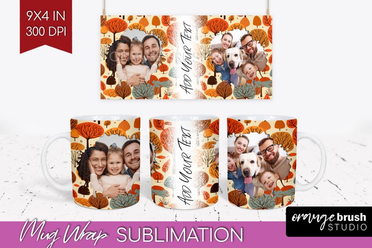 Fall Photo Frame Mug Wrap - Autumn Mug Sublimation example image 1