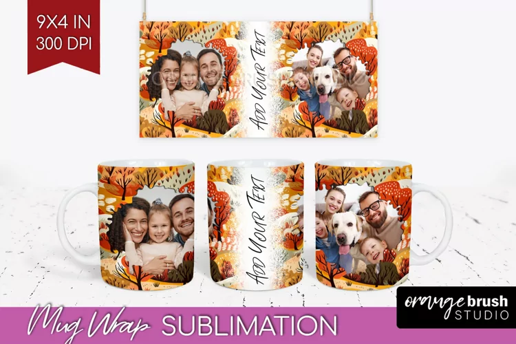 Fall Photo Frame Mug Wrap - Autumn Mug Sublimation