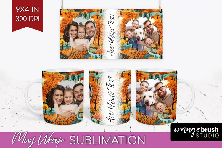 Fall Photo Frame Mug Wrap - Autumn Mug Sublimation