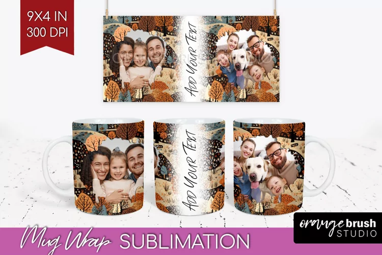 Fall Photo Frame Mug Wrap - Autumn Mug Sublimation