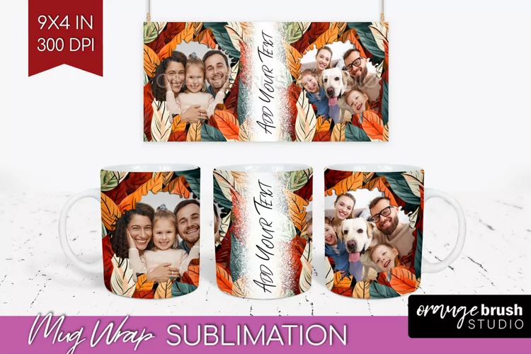 Fall Photo Frame Mug Wrap - Autumn Mug Sublimation