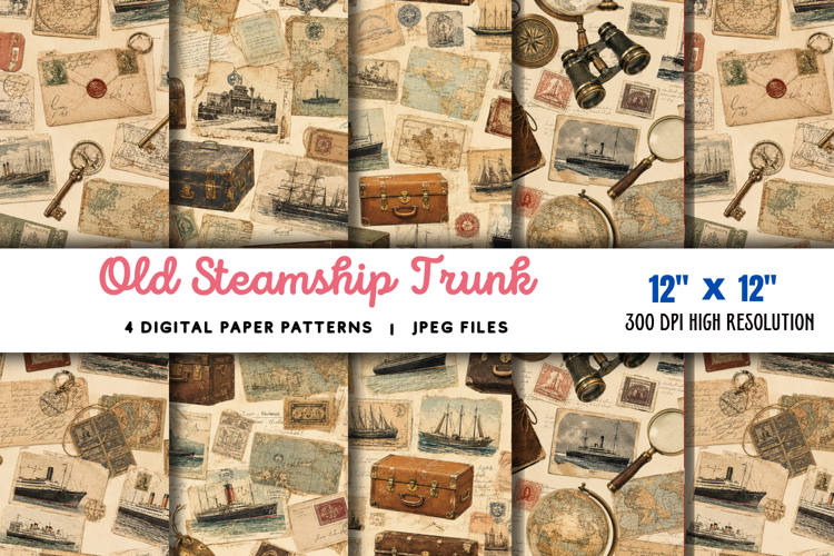 Old Steamship Trunk Stickers JPG