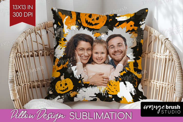 Halloween Photo Pillow PNG - Brush Stroke Picture Frame