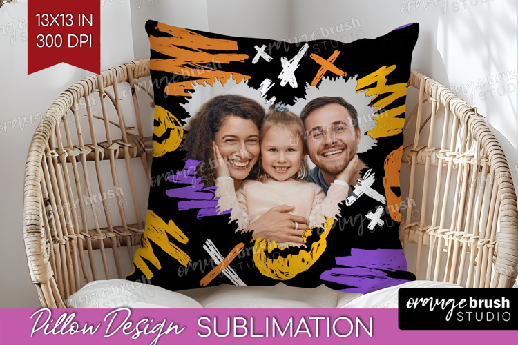 Halloween Photo Pillow PNG - Brush Stroke Picture Frame