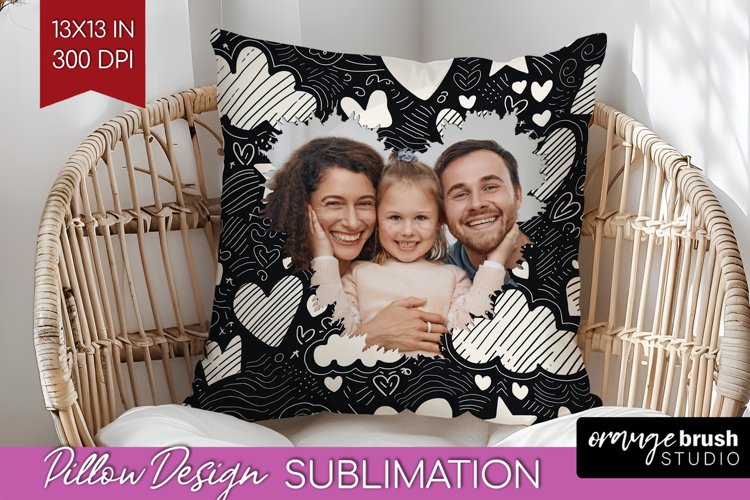 Valentines Day Photo Pillow PNG - Heart Picture Frame Pillow