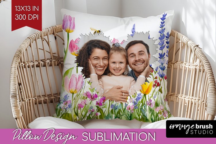 Wildflowers Photo Pillow PNG - Floral Picture Frame Pillow