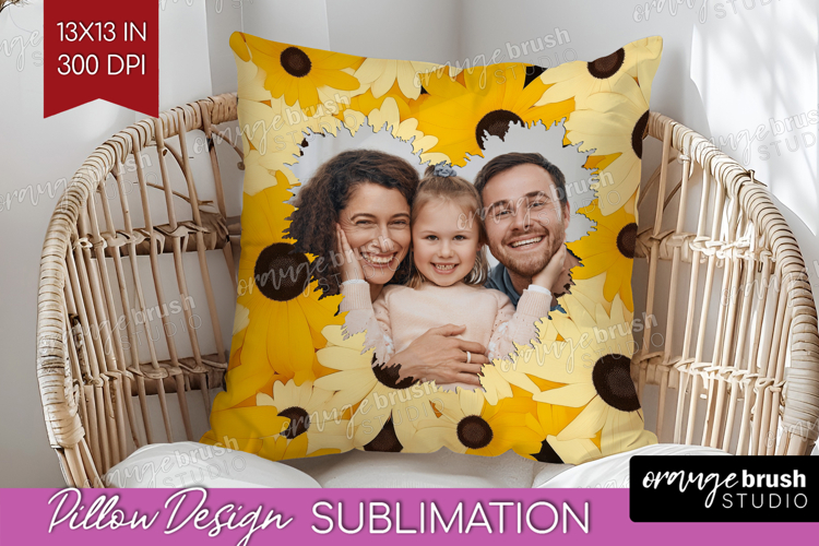 Retro Flowers Photo Pillow PNG - Floral Picture Frame Pillow