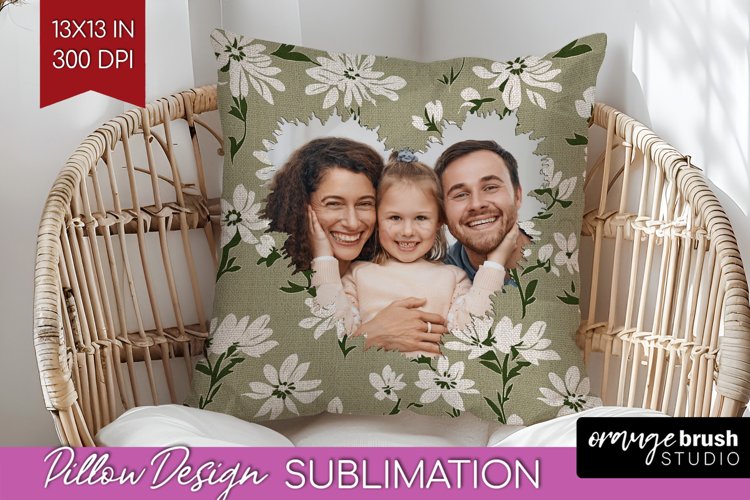 Flowers Photo Pillow PNG - Vintage Floral Picture Frame