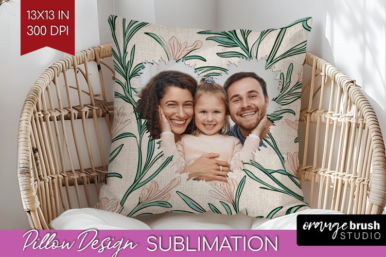 Flowers Photo Pillow PNG - Vintage Floral Picture Frame