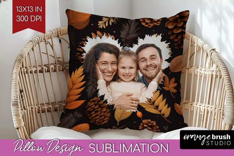 Autumn Photo Frame Pillow Sublimation - Add Your Picture