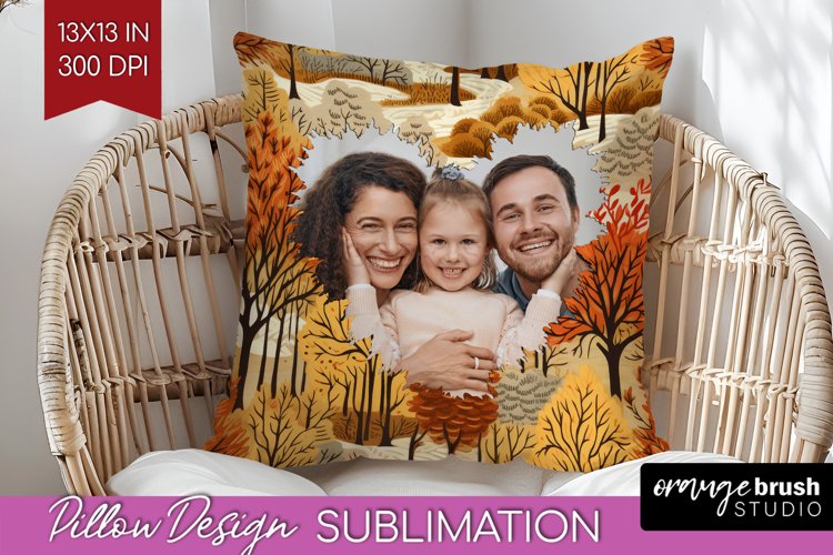 Autumn Photo Frame Pillow Sublimation - Add Your Picture example image 1