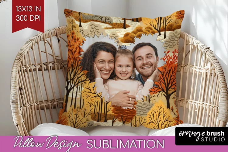 Autumn Photo Frame Pillow Sublimation - Add Your Picture