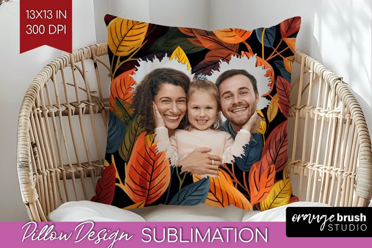 Autumn Photo Frame Pillow Sublimation - Add Your Picture